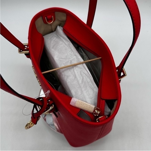 Michael Kors Jet Set Travel Extra-Small Top Zip Tote Bag Red - Picture 4 of 9